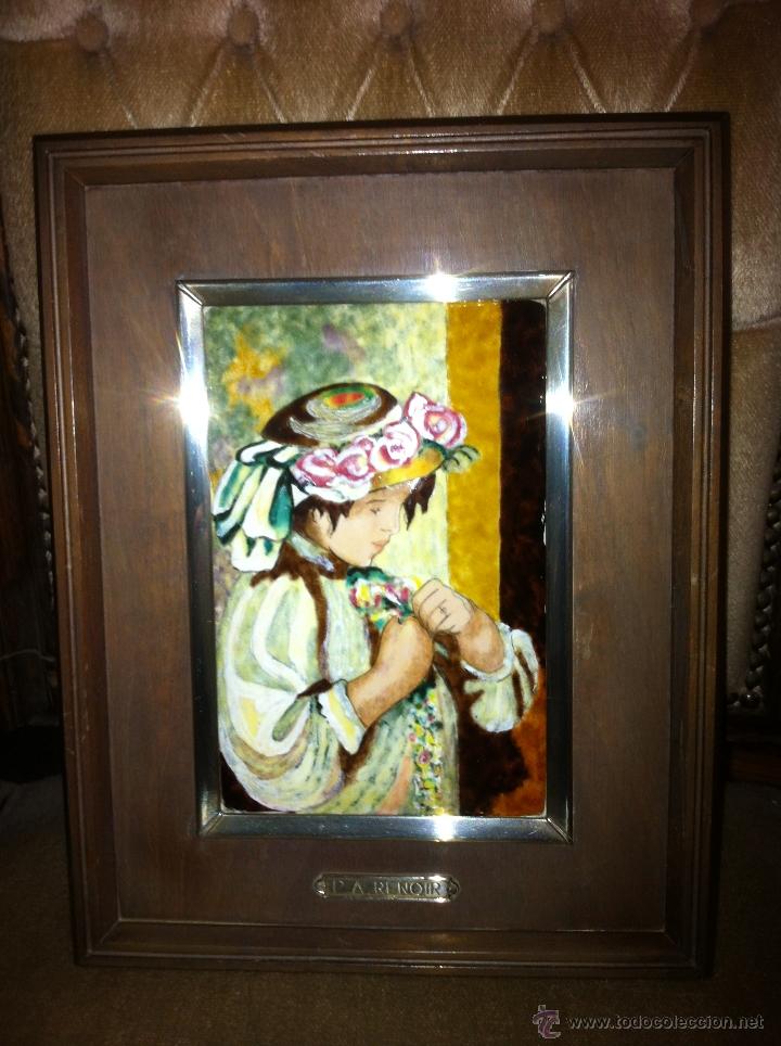 Arte: CUADRO DE ESMALTE Y PLATA DE LEY Y MADERA (RENOIR) - Foto 1
