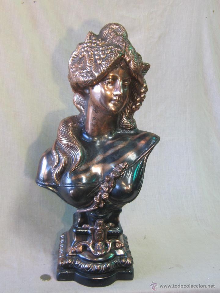 Arte: BUSTO DE MUJER EN ALUMINO COBREADO - Foto 1