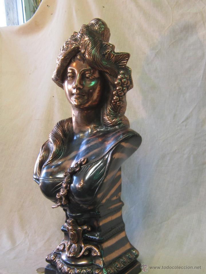Arte: BUSTO DE MUJER EN ALUMINO COBREADO - Foto 3