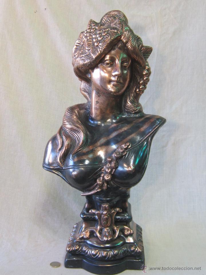 Arte: BUSTO DE MUJER EN ALUMINO COBREADO - Foto 6