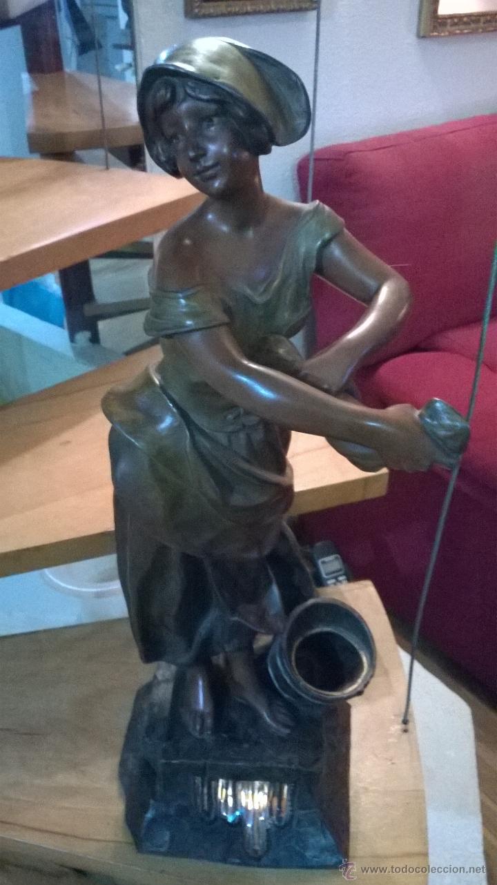 Arte: ANTIGUA FIGURA LAVANDERA DE CALAMINA - Foto 2