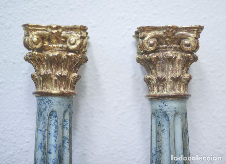 Arte: Columnas antiguas de madera talladas y policromadas - Foto 2