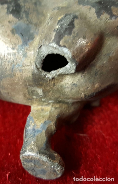 Arte: ESCULTURA EN CALAMINA EN FORMA DE PERRO. ESPA&Ntilde;A- CIRCA 1940. - Foto 2