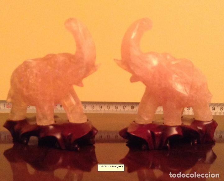 Arte: Par de elefantes de cuarzo rosa - Foto 1
