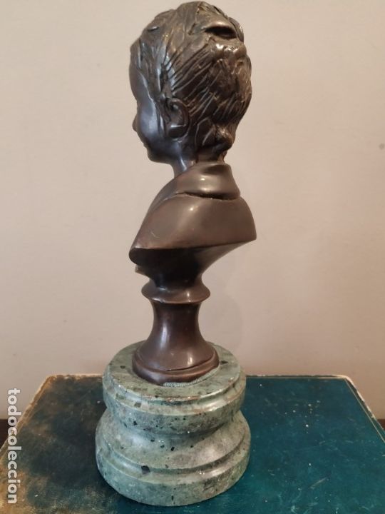 Arte: ANTIGUA FIGURA BUSTO NI&Ntilde;O BRONCE - Foto 3