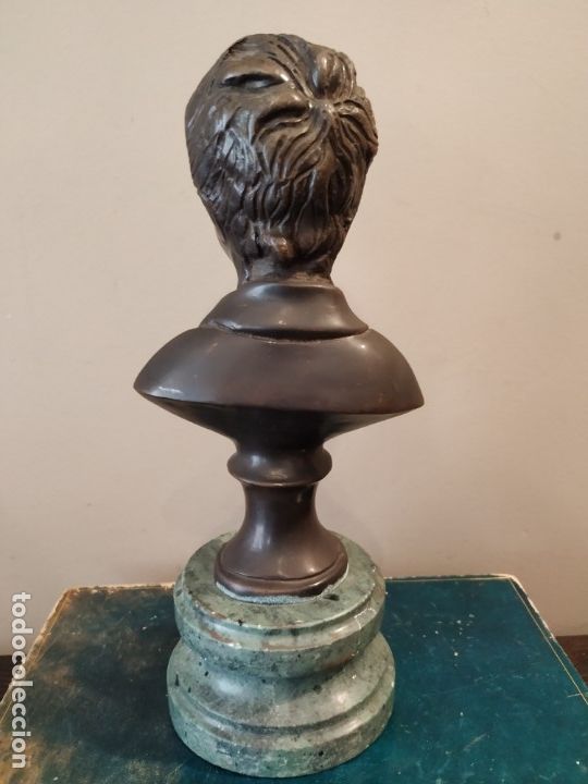 Arte: ANTIGUA FIGURA BUSTO NI&Ntilde;O BRONCE - Foto 5