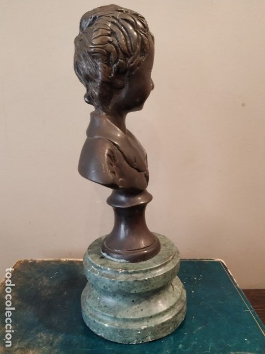 Arte: ANTIGUA FIGURA BUSTO NI&Ntilde;O BRONCE - Foto 6