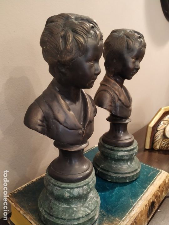Arte: PAREJA BUSTO NI&Ntilde;OS BRONCE - Foto 2