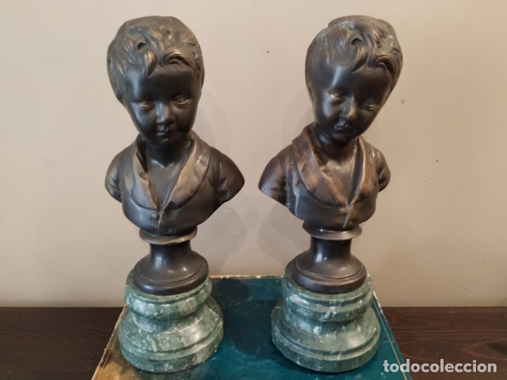 Arte: PAREJA BUSTO NI&Ntilde;OS BRONCE - Foto 4