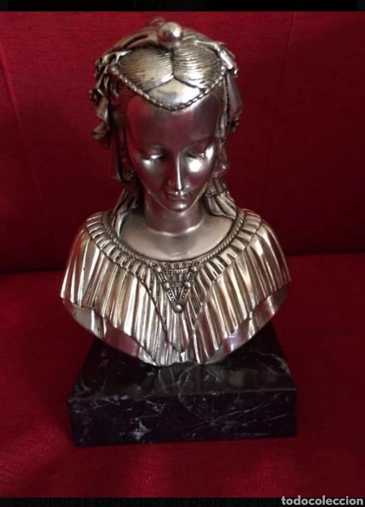 Arte: ESCULTURAS BUSTO BA&Ntilde;ADAS EN PLATA - Foto 2
