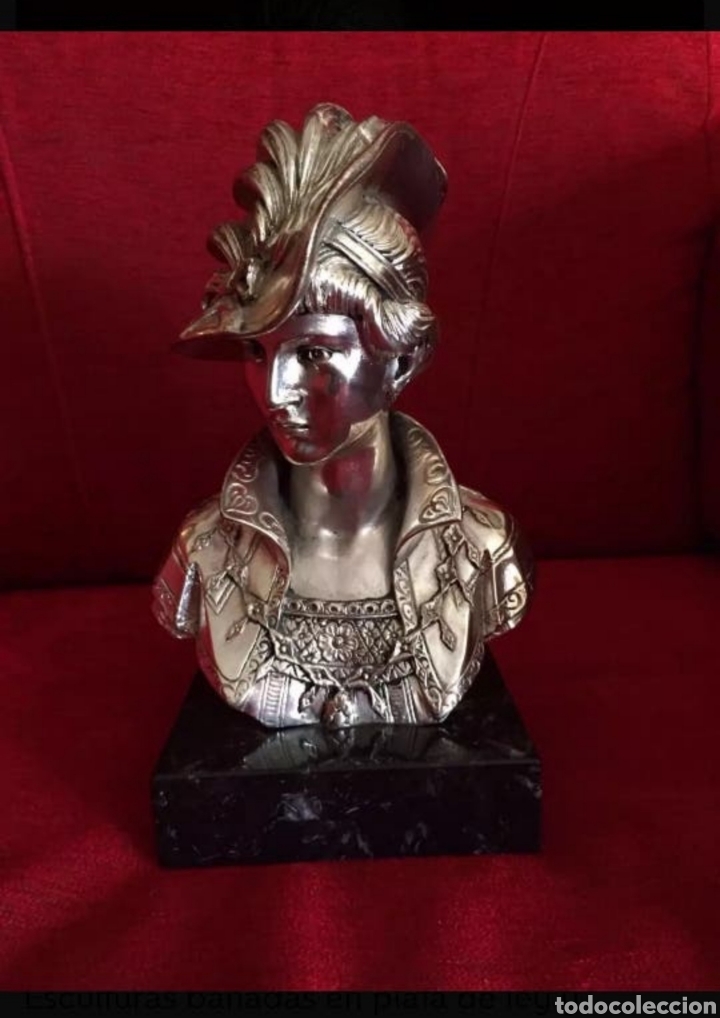 Arte: ESCULTURAS BUSTO BA&Ntilde;ADAS EN PLATA - Foto 1