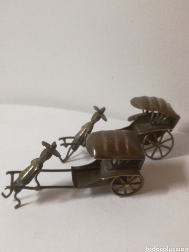 Arte: Antiguas esculturas en laton rickshow oriental - Foto 2