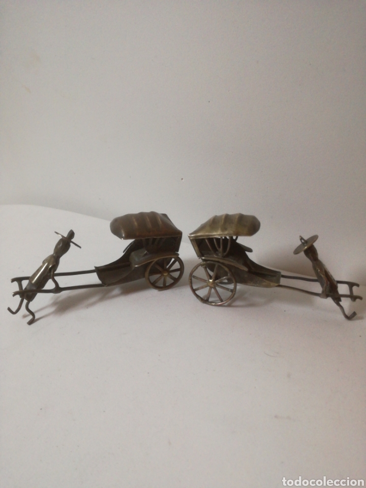 Arte: Antiguas esculturas en laton rickshow oriental - Foto 5