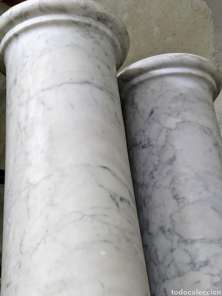 Arte: Pareja de columnas m&aacute;rmol blanco de carrara. - Foto 2