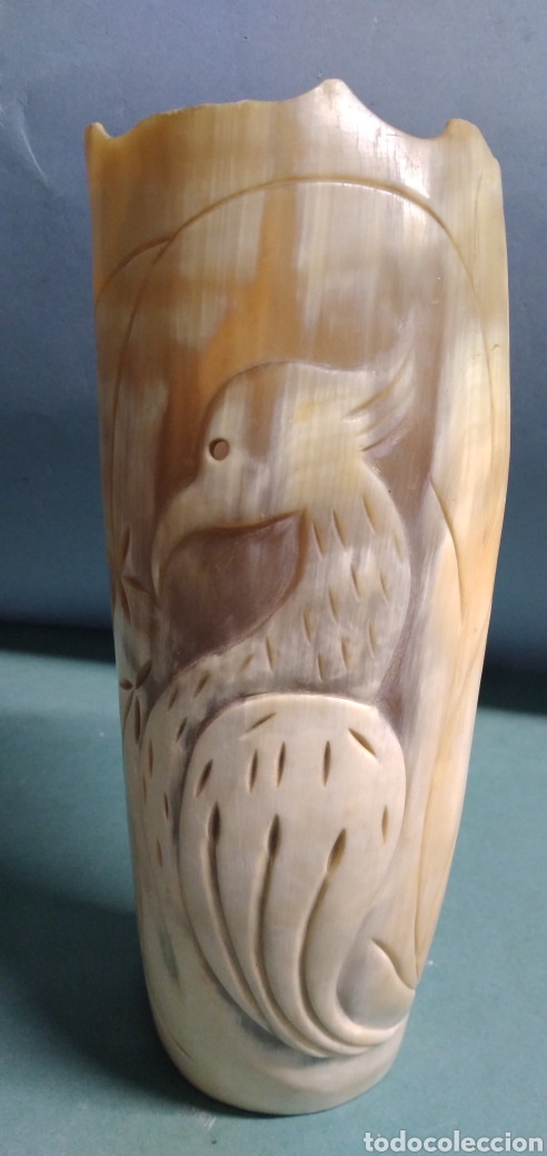 Arte: Cuerno cuerna tallado fino escena ave - Foto 1 - 261920095
