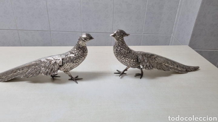 Arte: PRECIOSA PAREJA DE FAISANES EN ALPACA - Foto 2