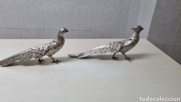 Arte: PRECIOSA PAREJA DE FAISANES EN ALPACA - Foto 5