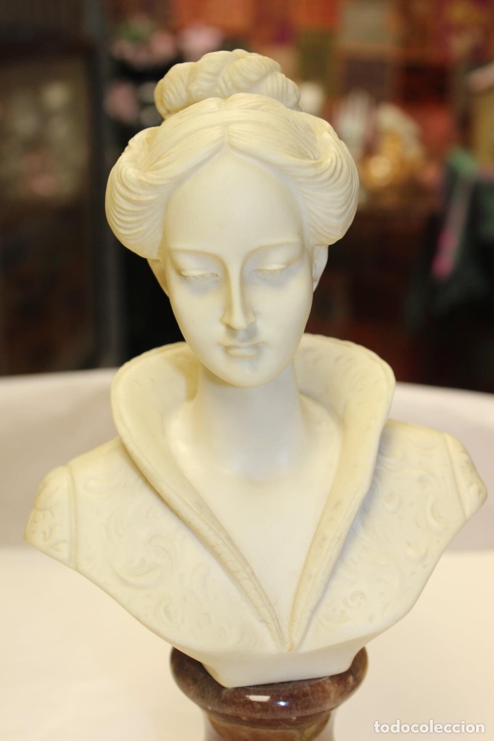 Arte: Busto de mujer de marmolina - Foto 2