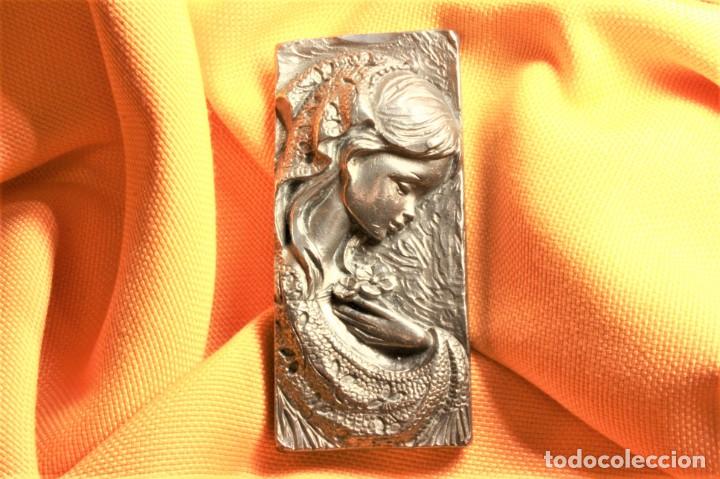 Arte: Placa Virgen de esta&ntilde;o. Rectangular. S. XX. Virgin tin plate. Rectangular. - Foto 1
