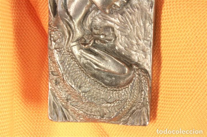 Arte: Placa Virgen de esta&ntilde;o. Rectangular. S. XX. Virgin tin plate. Rectangular. - Foto 4