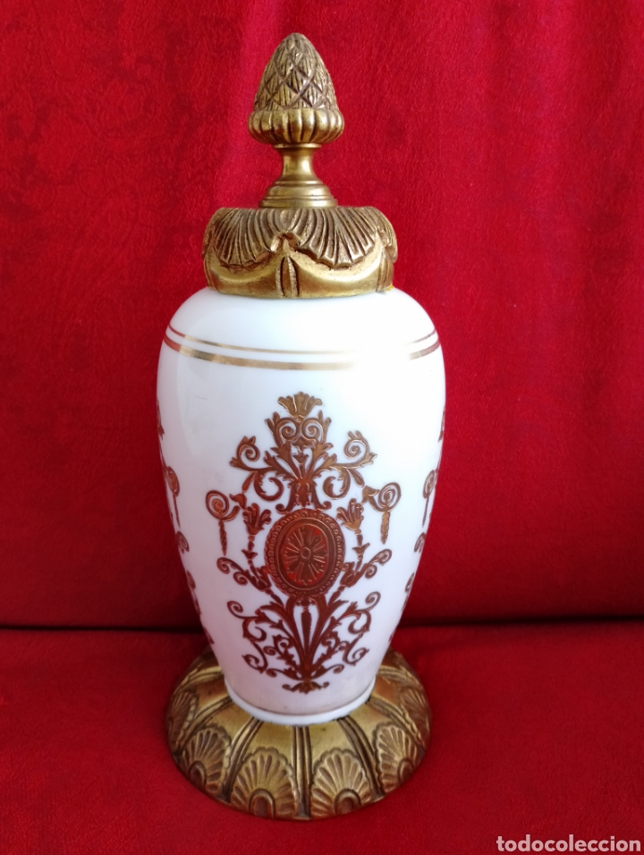 Arte: Antiguo Jarr&oacute;n Opalina y Bronce. - Foto 2