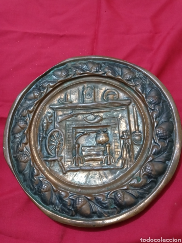 Arte: Plato de cobre siglo XIX decorado - Foto 1