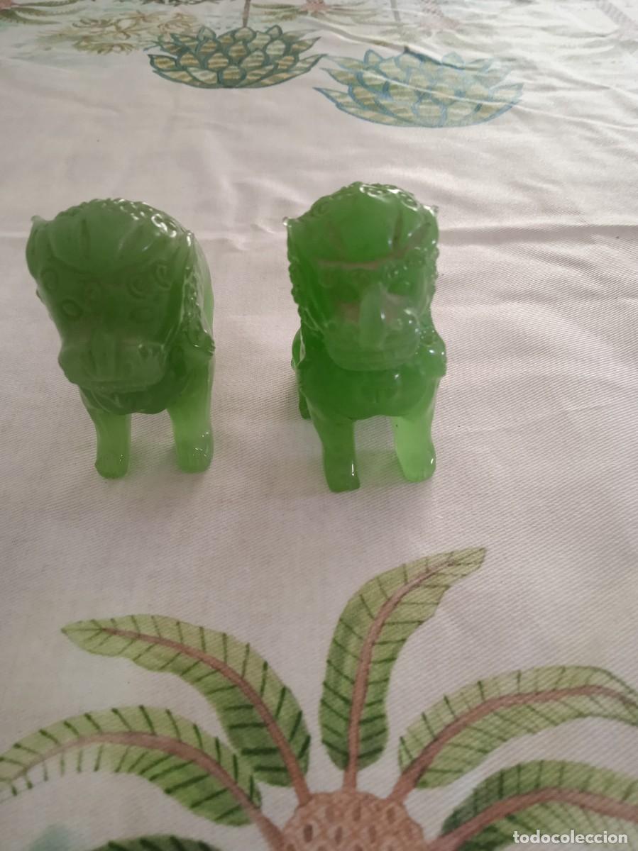 Arte: Pareja de Le&oacute;n de foo en jade - Foto 1