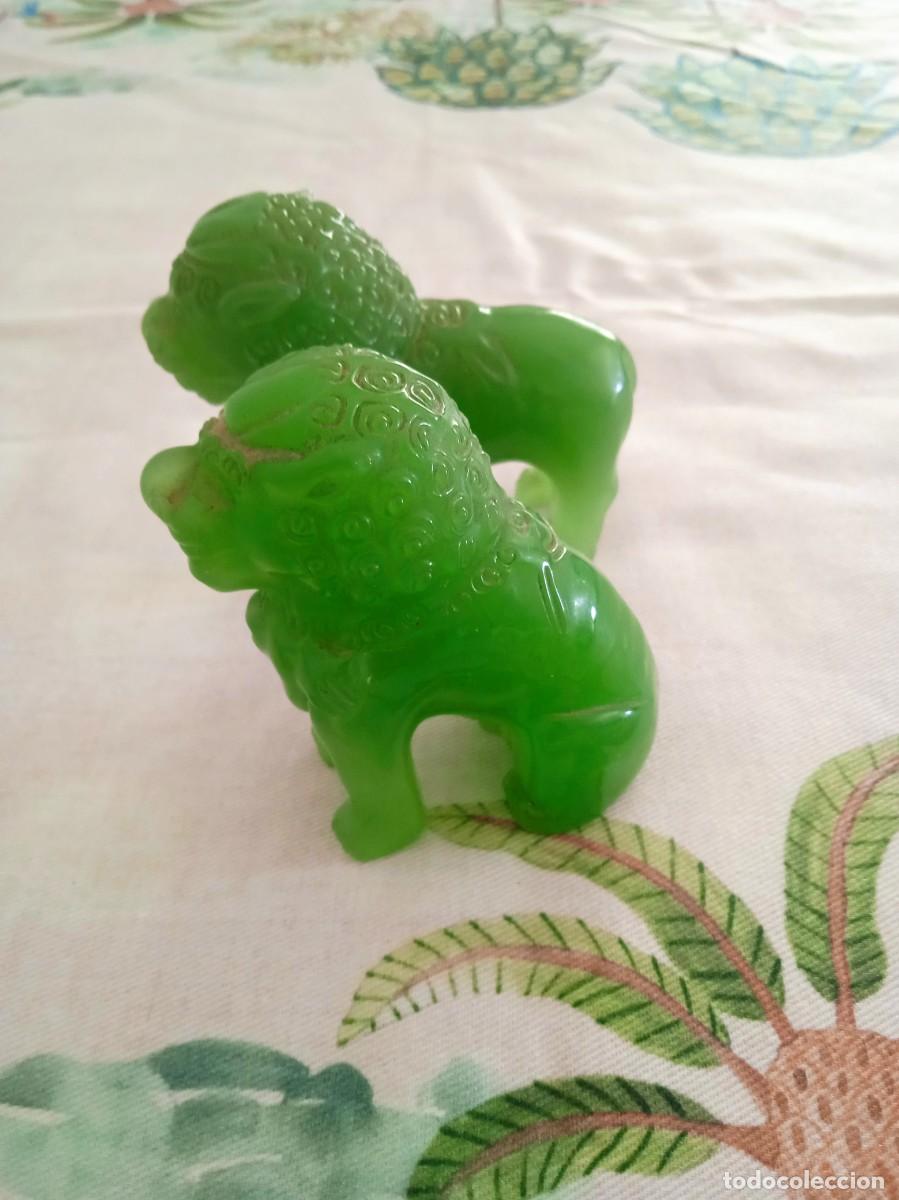 Arte: Pareja de Le&oacute;n de foo en jade - Foto 2