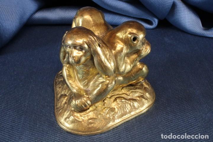 Arte: Escultura tres monos sabios. Triangular. Sculpture three wise monkeys. Triangle. - Foto 1