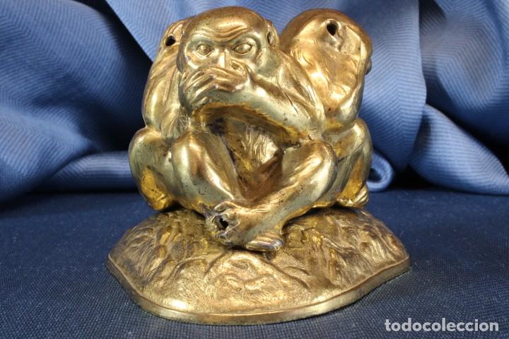 Arte: Escultura tres monos sabios. Triangular. Sculpture three wise monkeys. Triangle. - Foto 4