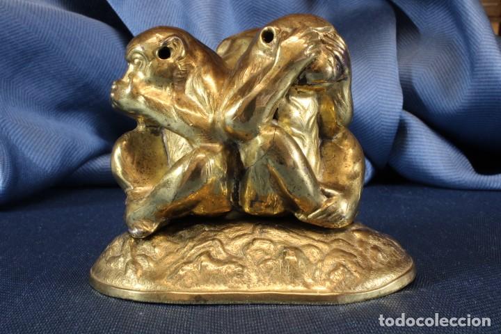 Arte: Escultura tres monos sabios. Triangular. Sculpture three wise monkeys. Triangle. - Foto 5