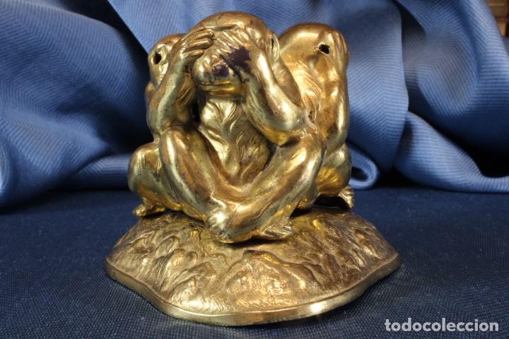 Arte: Escultura tres monos sabios. Triangular. Sculpture three wise monkeys. Triangle. - Foto 6