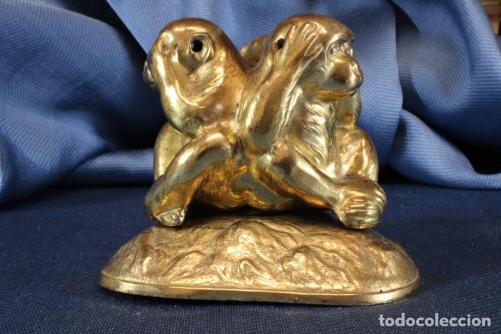 Arte: Escultura tres monos sabios. Triangular. Sculpture three wise monkeys. Triangle. - Foto 7