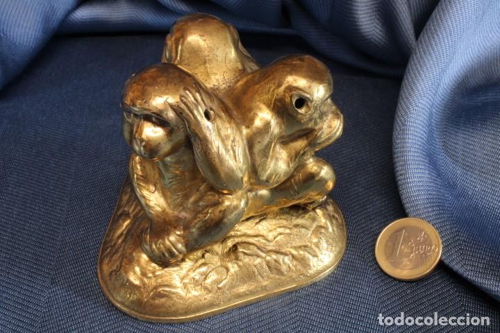 Arte: Escultura tres monos sabios. Triangular. Sculpture three wise monkeys. Triangle. - Foto 8
