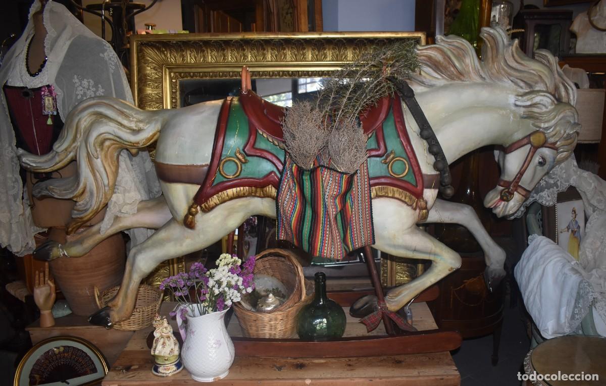 Arte: ESPECTACULAR CABALLO BALANC&Iacute;N ANTIGUO - Foto 6