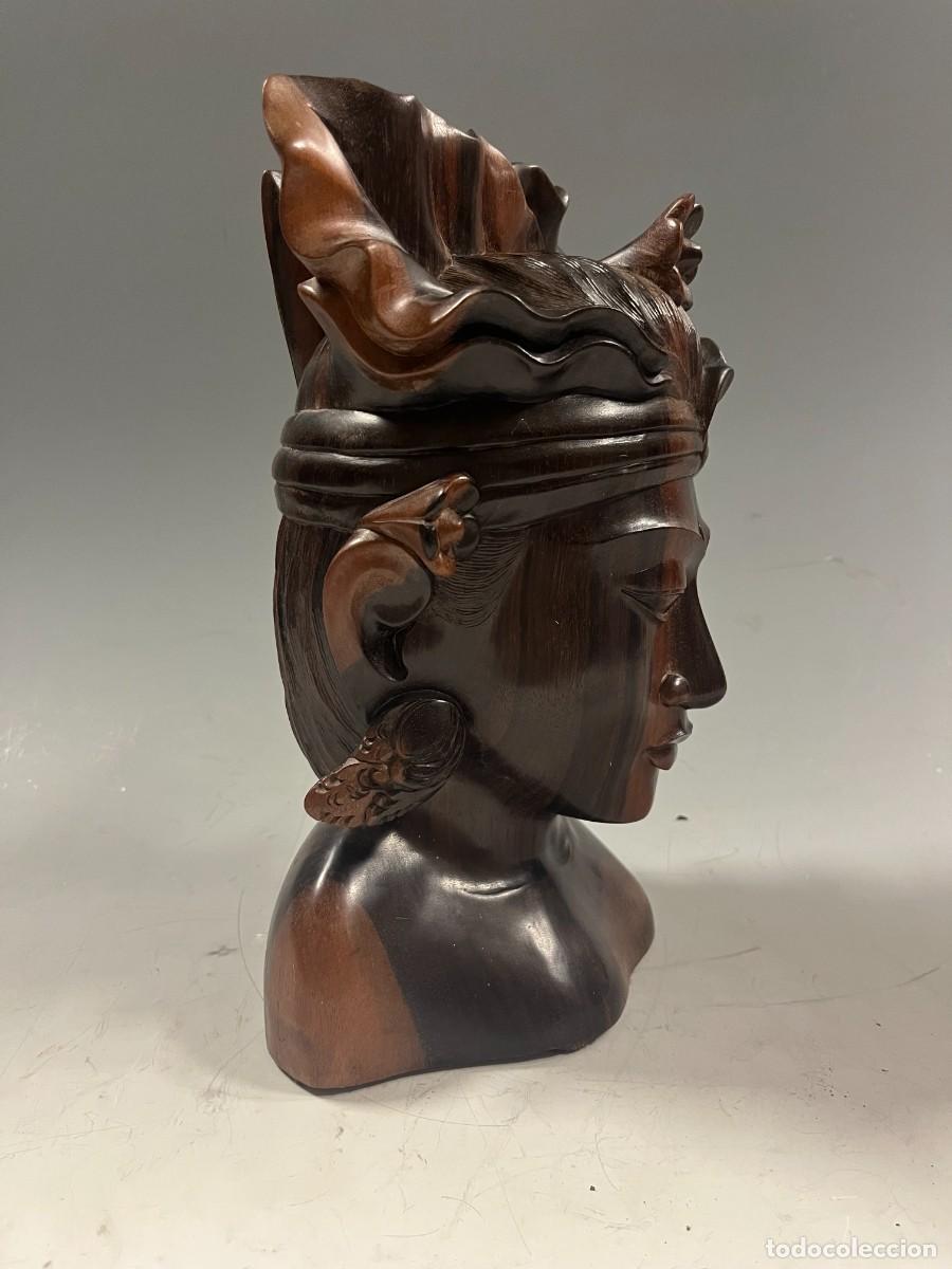 Arte: TALLA EN MADERA. CABEZA DE MUJER AFRICANA - Foto 2