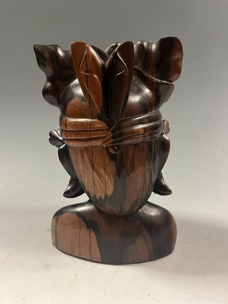 Arte: TALLA EN MADERA. CABEZA DE MUJER AFRICANA - Foto 3