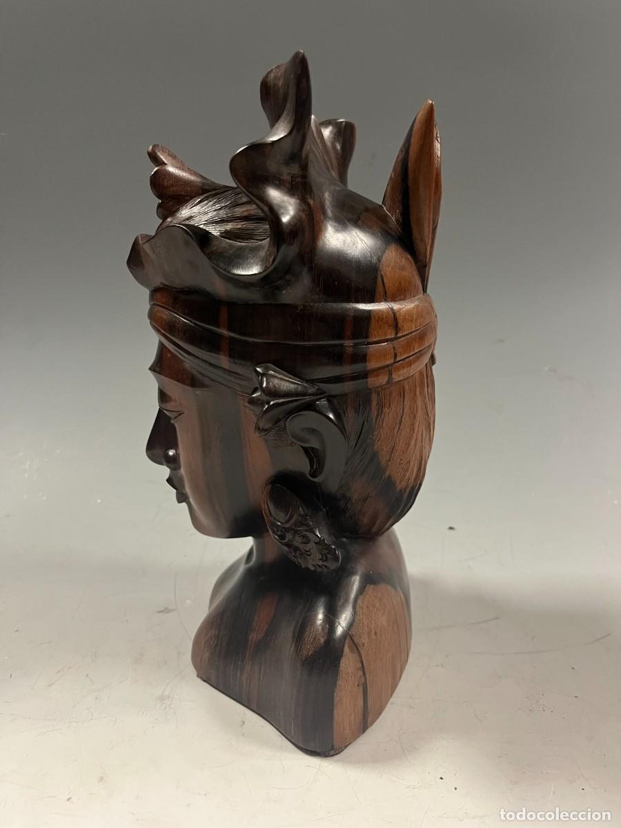 Arte: TALLA EN MADERA. CABEZA DE MUJER AFRICANA - Foto 4