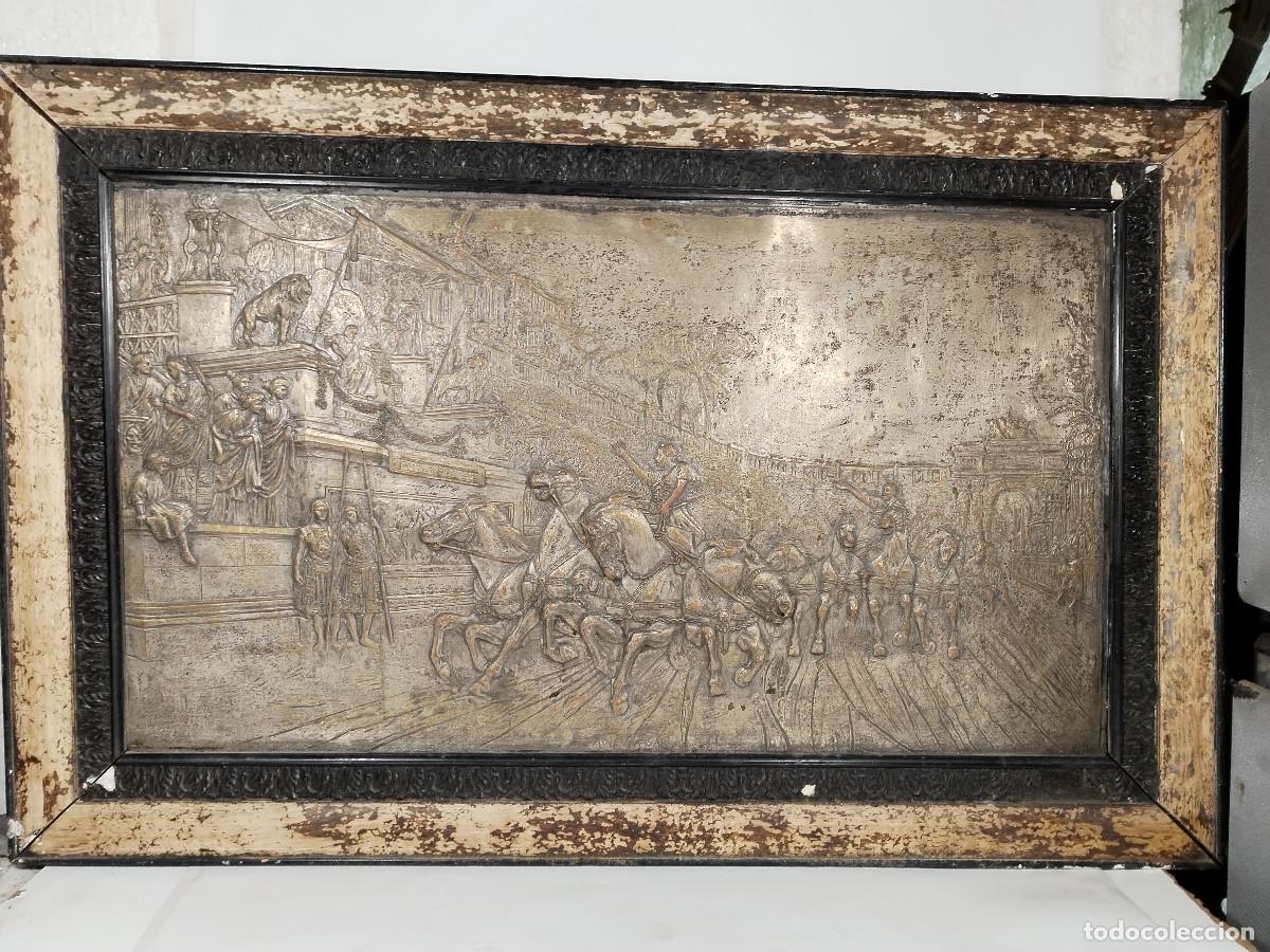 Arte: CUADRIGA EN RELIEVE DE COBRE PLATEADO - Foto 9