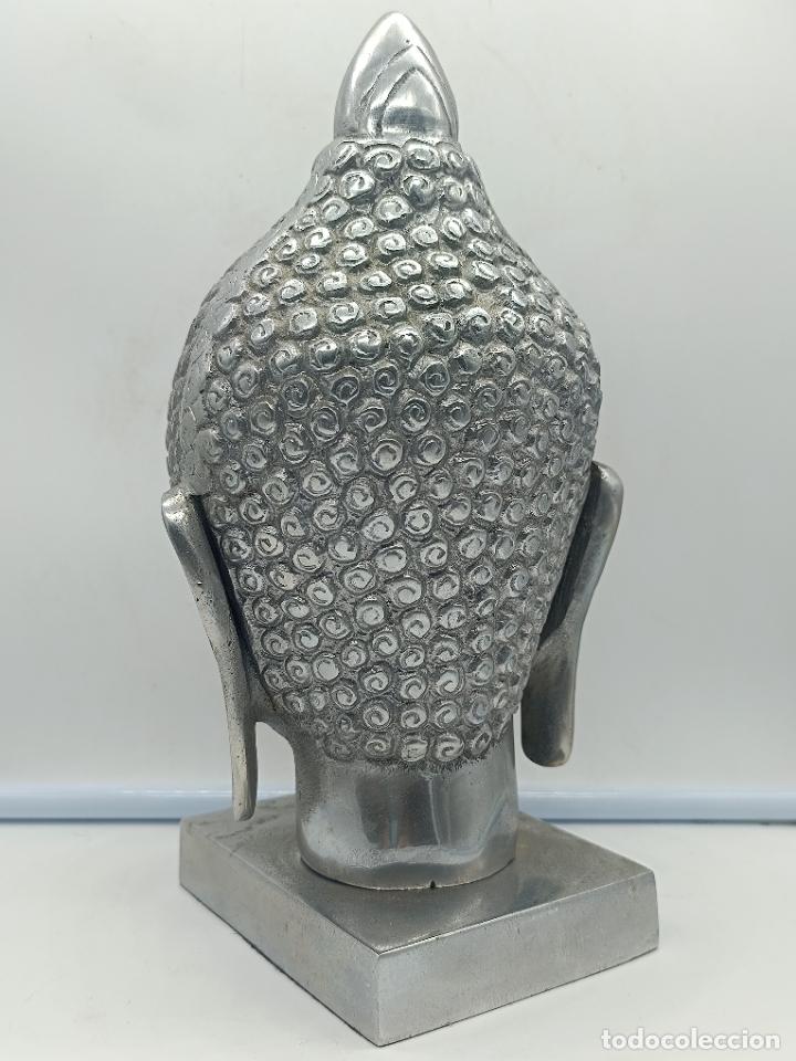 Arte: Gran cabeza de Buda en aluminio fundido. - Foto 4
