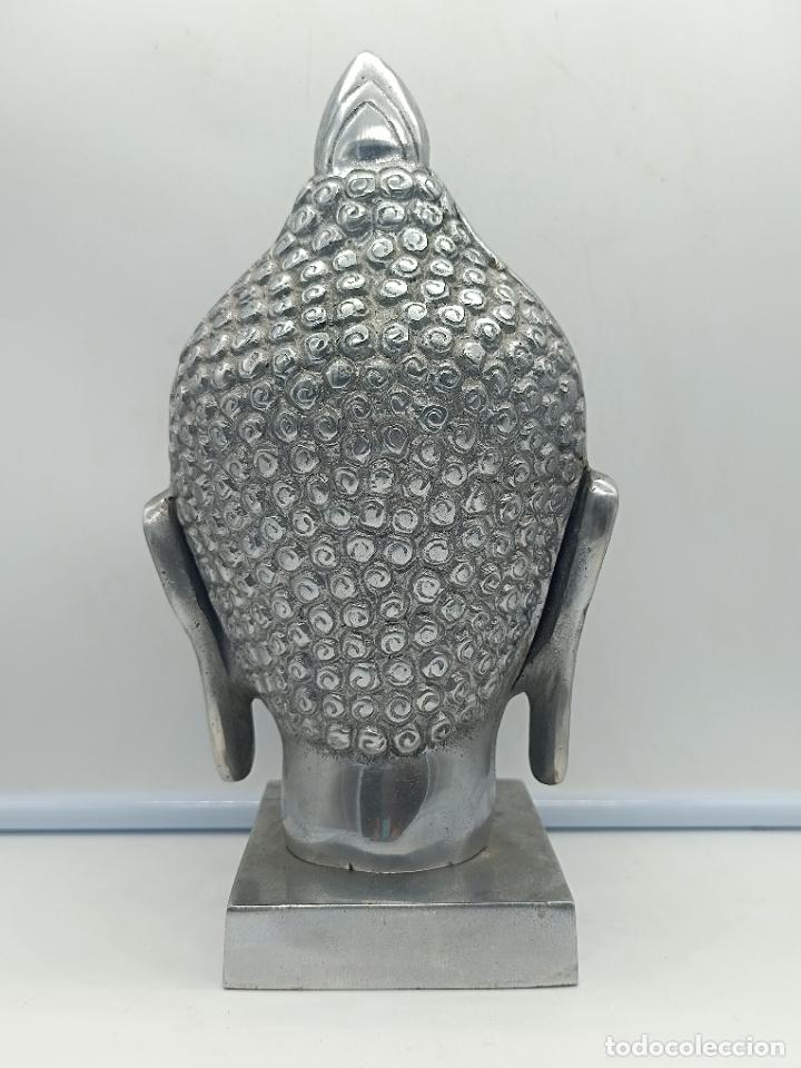 Arte: Gran cabeza de Buda en aluminio fundido. - Foto 5