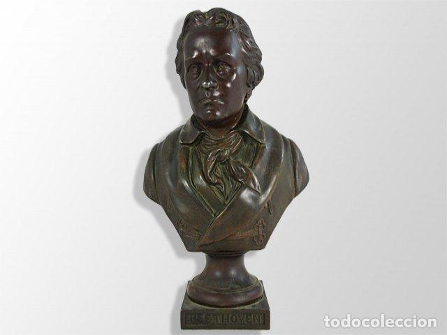 Arte: Buste en r&eacute;gule de Beethoven &eacute;poque 1900 - Foto 4