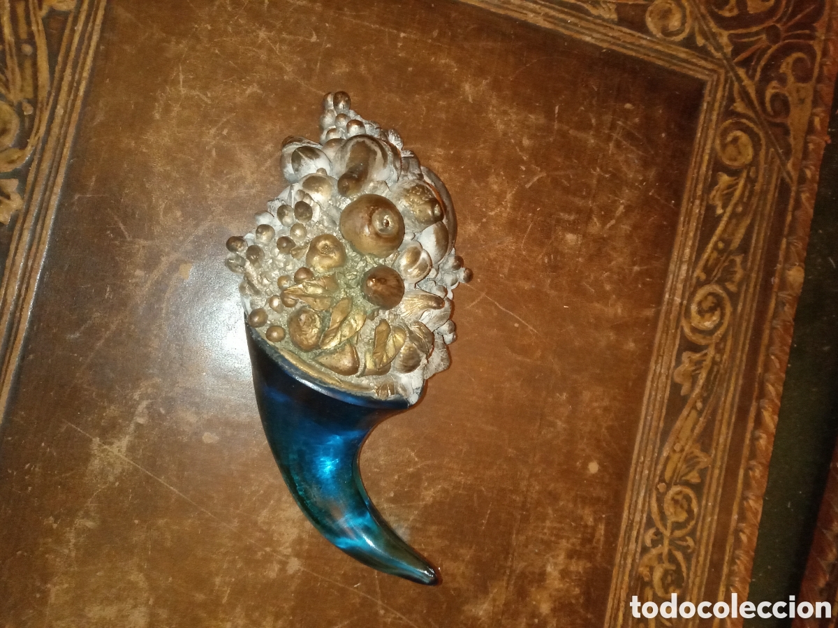 Arte: Antigua cornucopia de plata y cristal - Foto 1