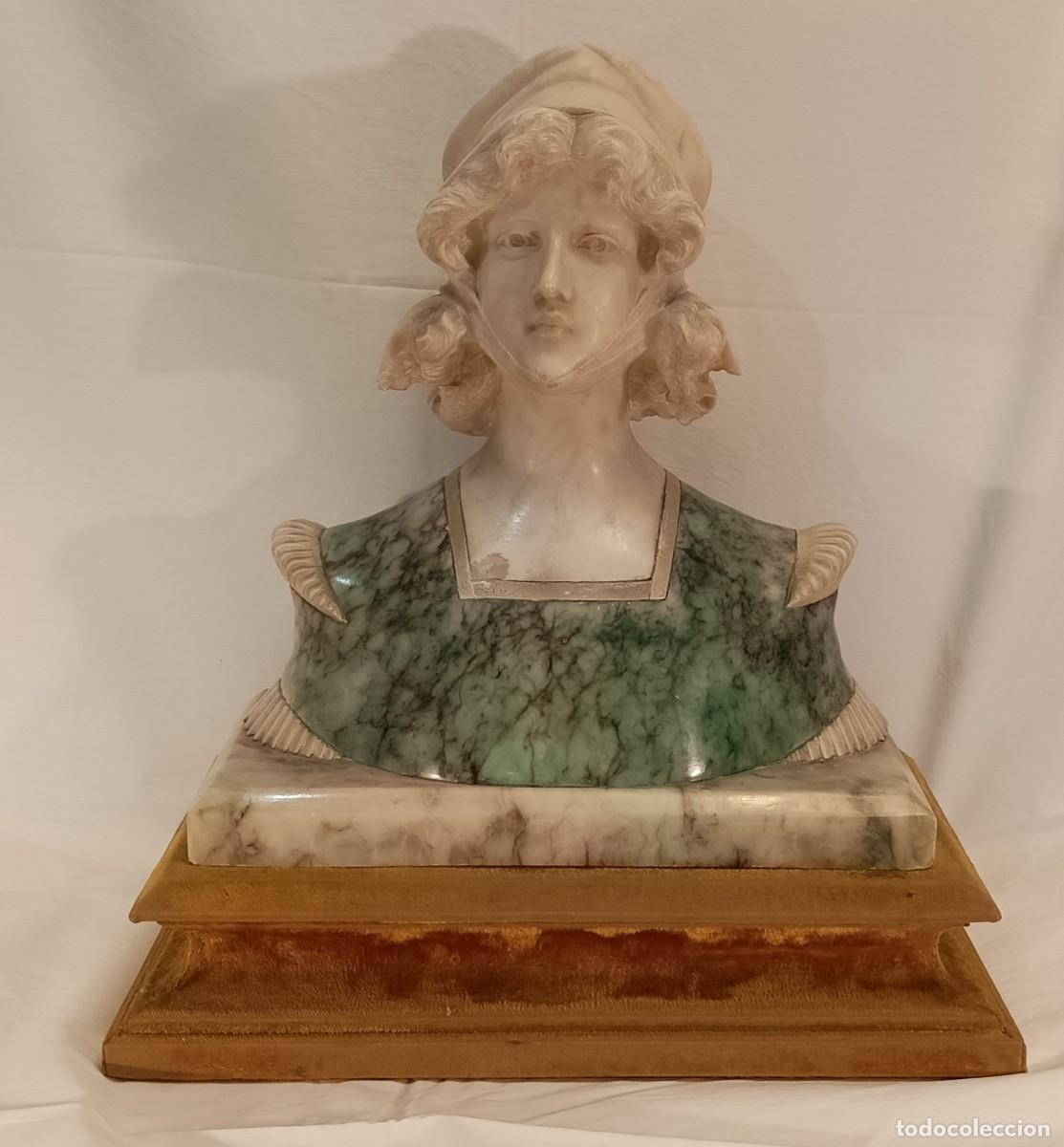 Arte: Busto de mujer en m&aacute;rmol de C. Vicari - Foto 1