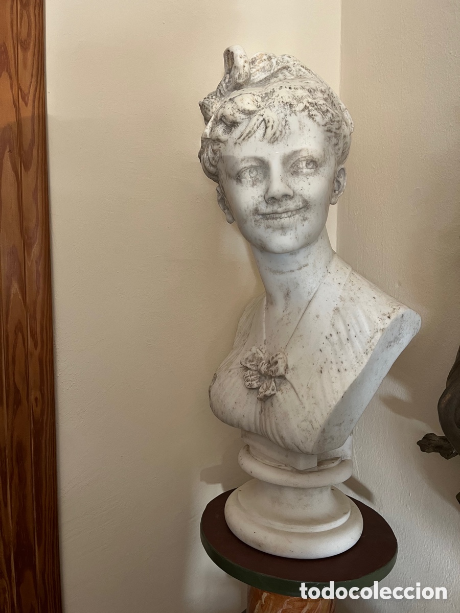 Arte: Busto en m&aacute;rmol siglo XIX - Foto 2