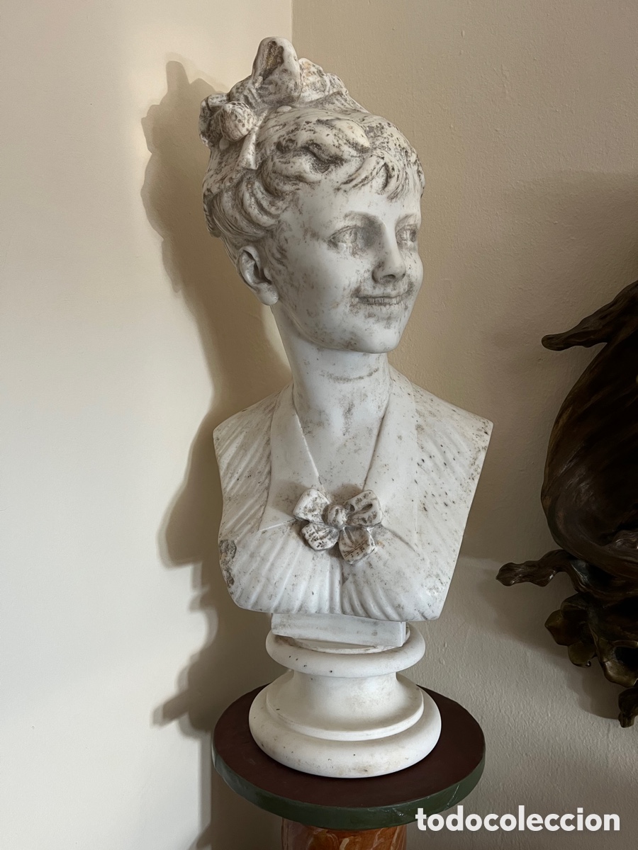Arte: Busto en m&aacute;rmol siglo XIX - Foto 1