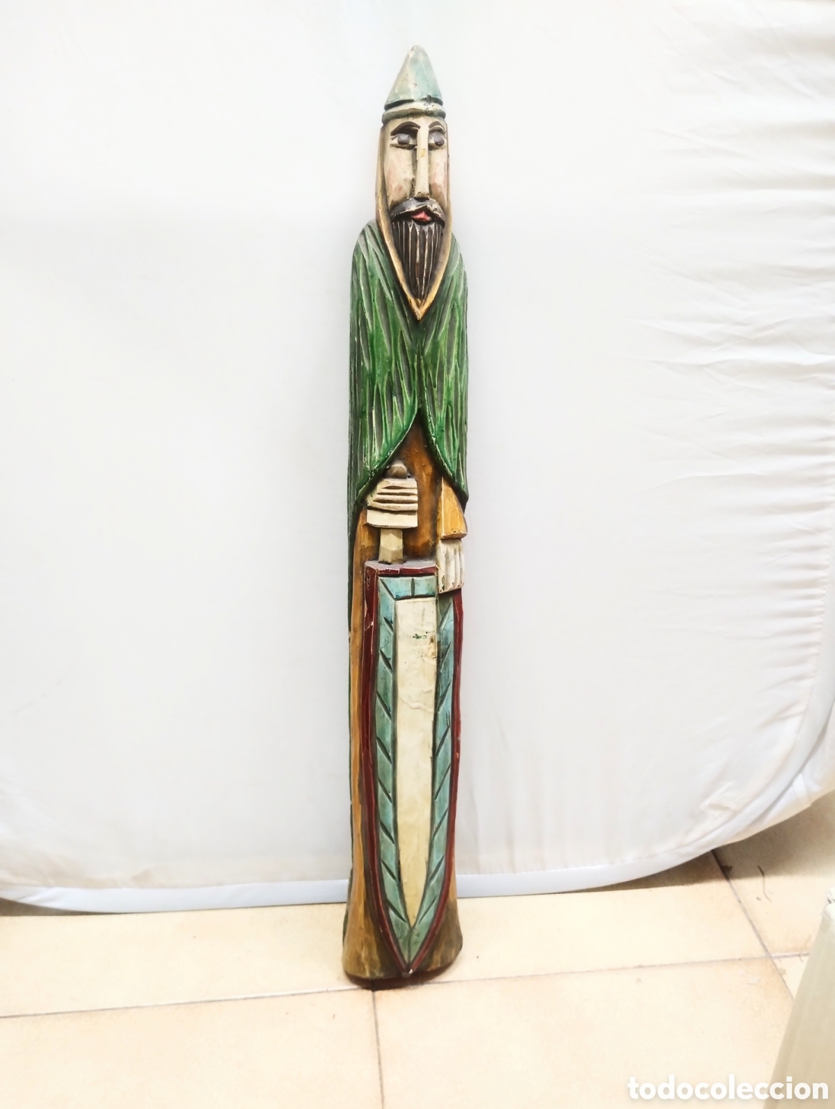Arte: Gran figura de madera policromada-CABALLERO - Foto 2