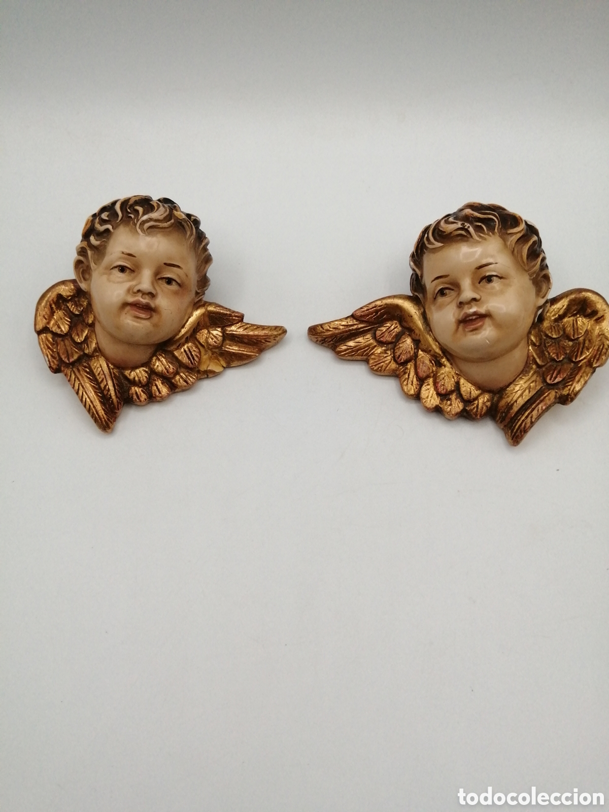 Arte: Pareja querubines escayola policromada - Foto 2
