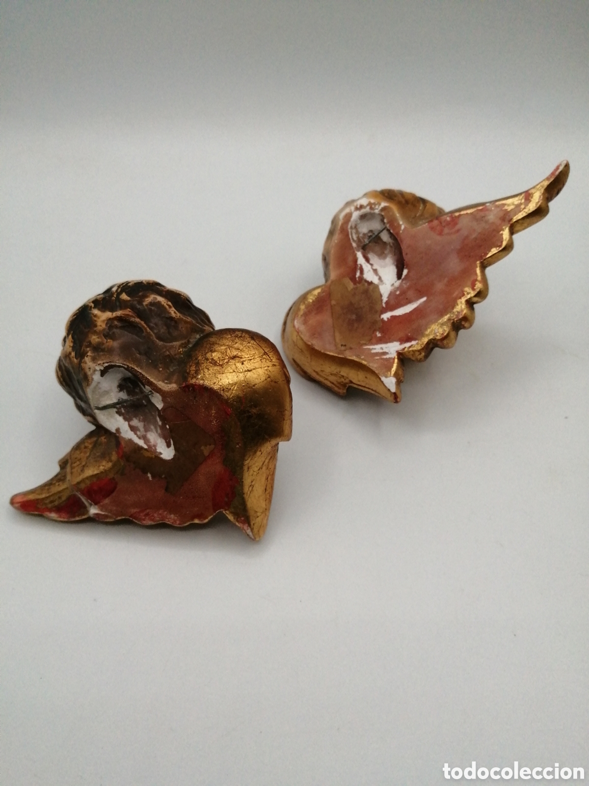 Arte: Pareja querubines escayola policromada - Foto 4