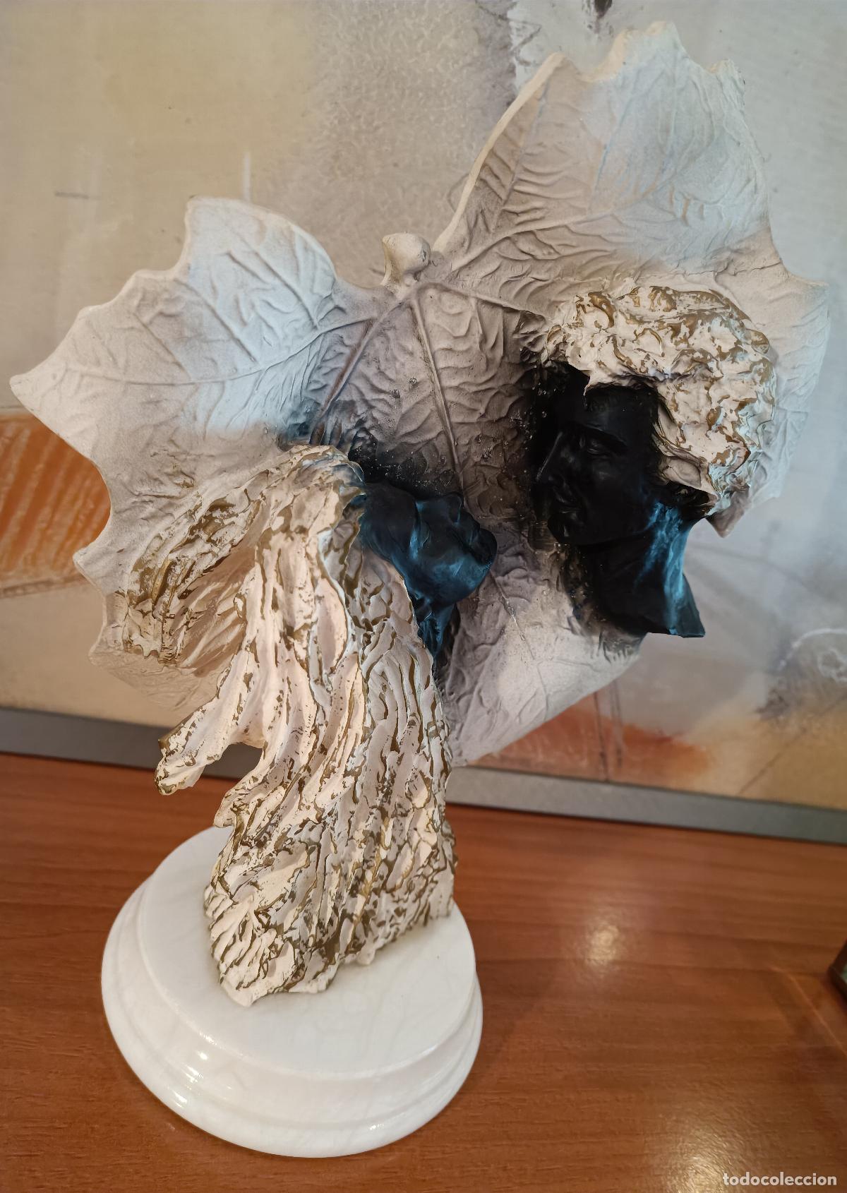 Arte: Vintage Pottery Romantic Decor - Couple Faces on Leaf - Foto 3